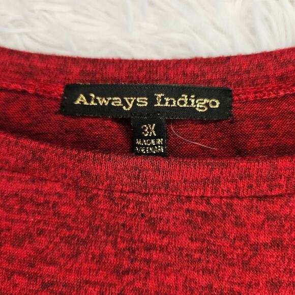 2/$30 Always Indigo Red and Black Heathered Sweater Knit Top Size 3X - Picture 5 of 9